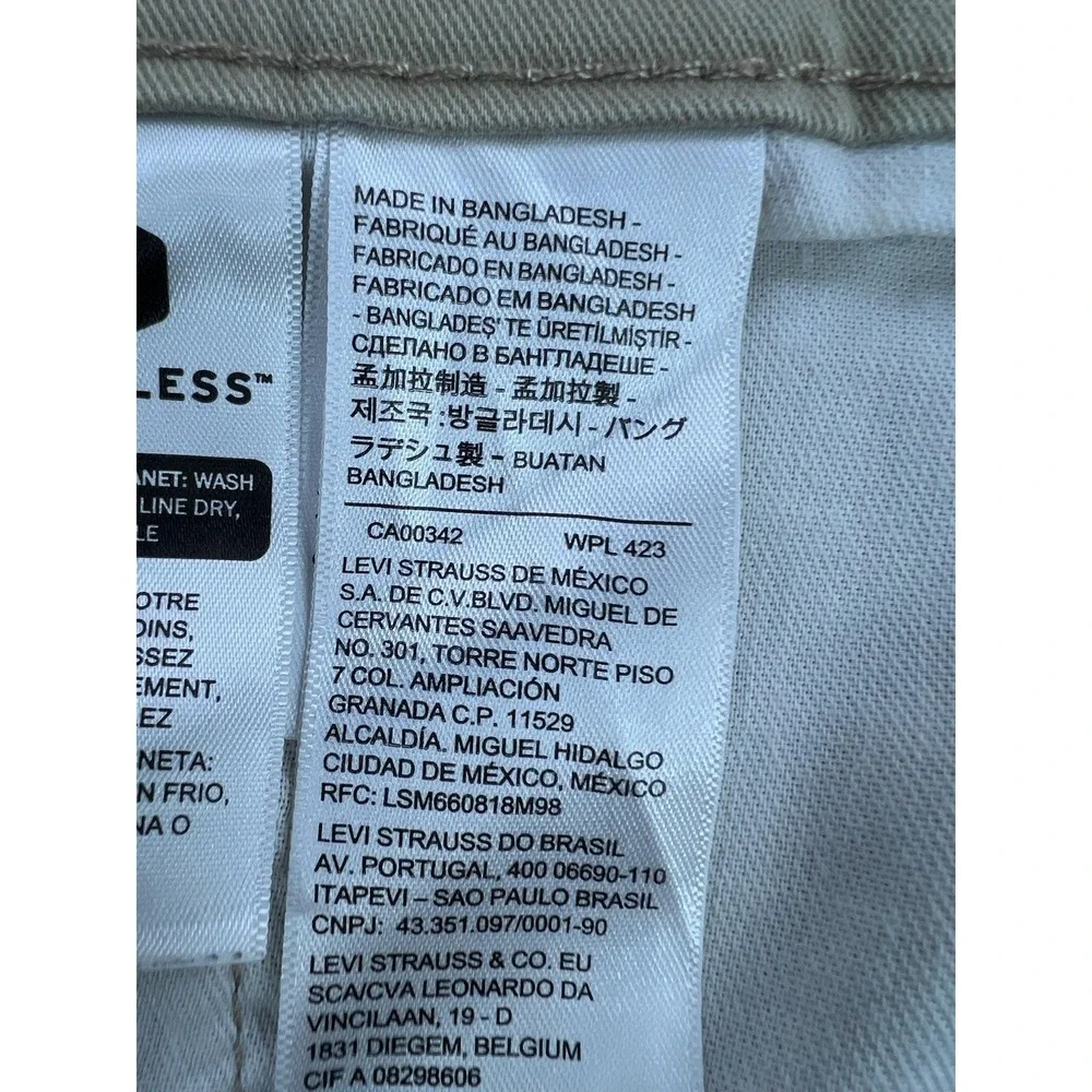 Levis 514 Mens 40x32 Beige Regular Straight Stretch Denim Jeans Light Wash